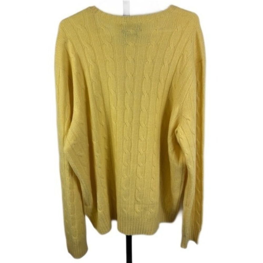 Polo Ralph Lauren 100% Cashmere Sweater Men's Size XXL Yellow Cable Knit $398 - Picture 2 of 6
